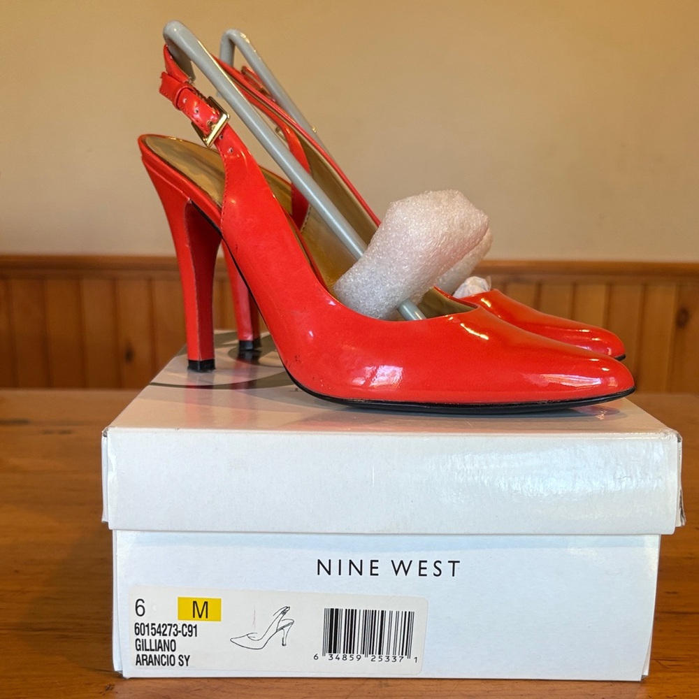 Nine West Vibrant Orange Slingback Heels